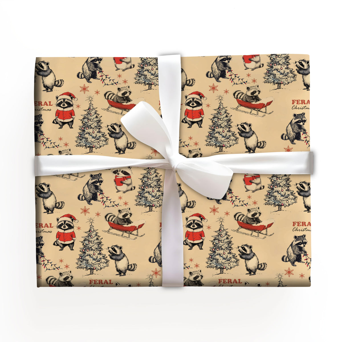 Raccoon Feral Christmas Wrapping Paper Rool