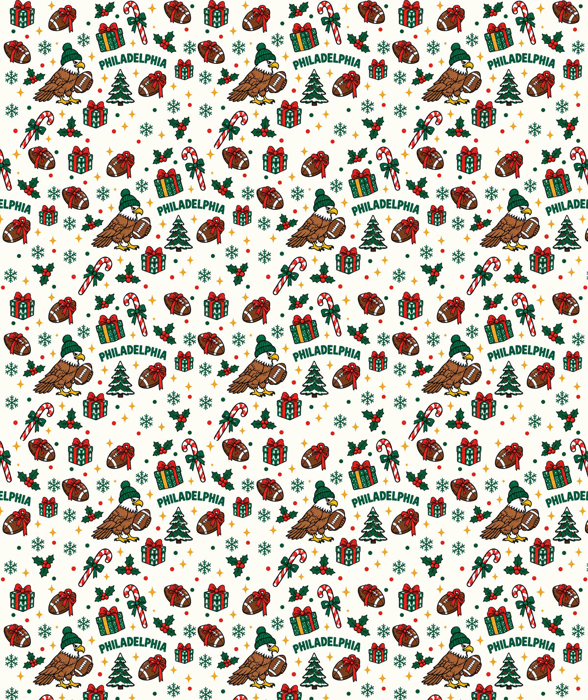 Cream Philadelphia Eagle Football Wrapping Paper – Christmas Gift Wrap for Fans