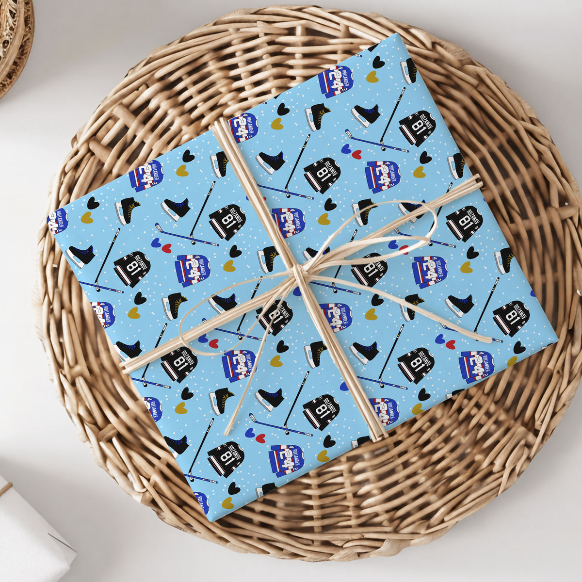 Blue Hockey Heated Rivalry Wrapping Paper – Hockey Romance Gift Wrap for Fans