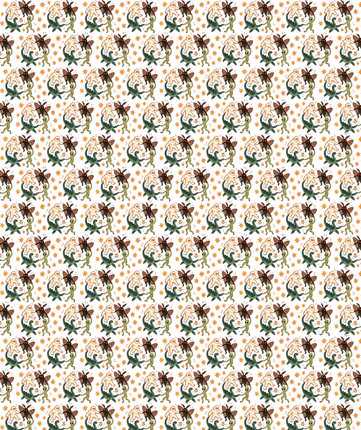 Cream Green Creatures Mothman Cryptid Wrapping Paper – Christmas Gift Wrap for Fans