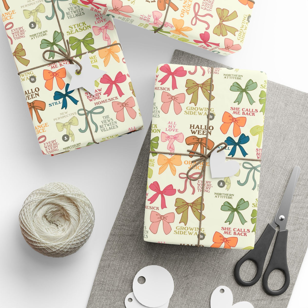 Cream Bows Lyrics Noah Kahan Wrapping Paper – Vermont Woodsy Holiday Paper for Gifts