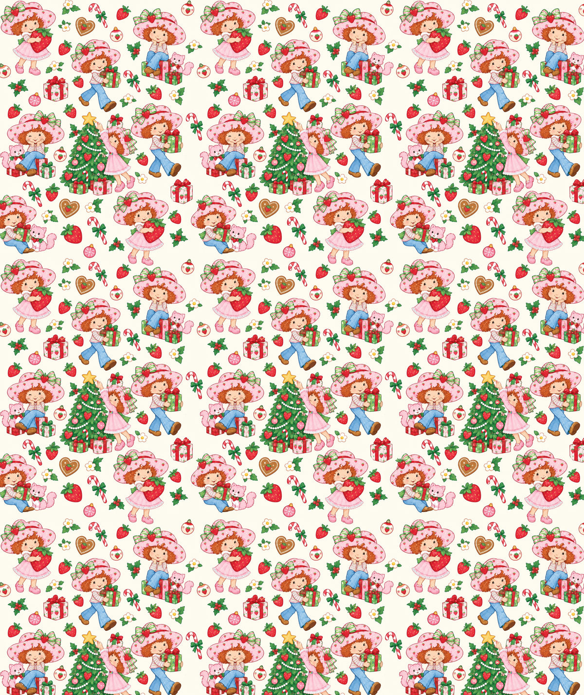 Cream Trees Strawberry Shortcake Wrapping Paper – Christmas Gift Wrap for Fans