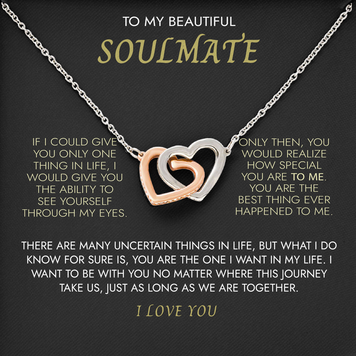 To My Beautiful Soulmate Necklace Romantic Jewelry Gift for Wife from Husband