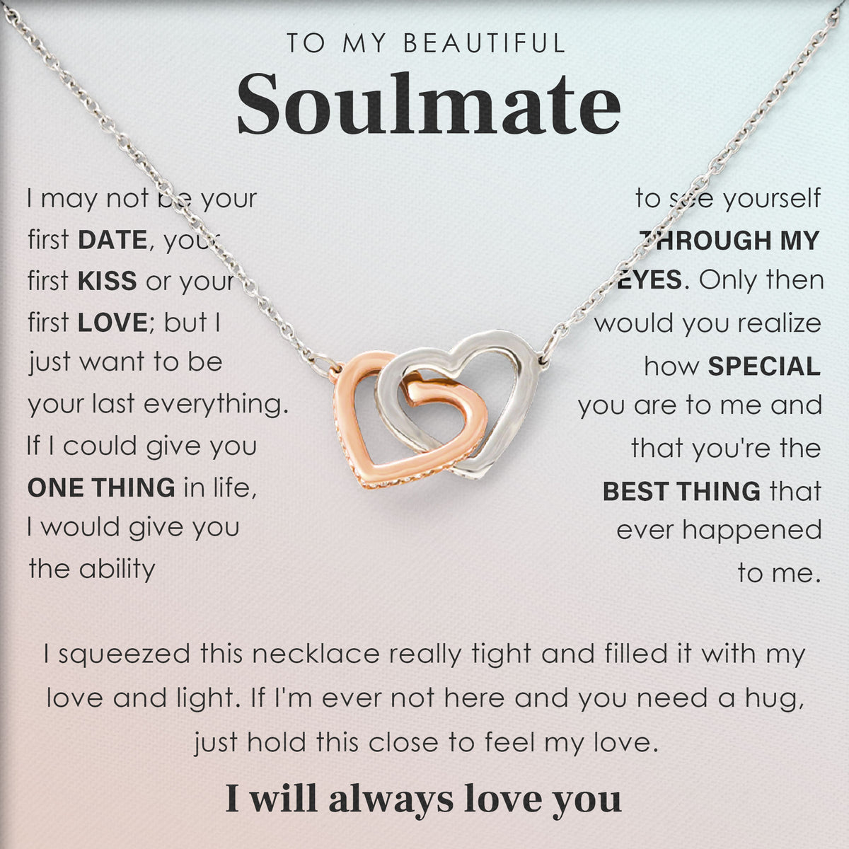 To My Beautiful Soulmate Love Knot Necklace Romantic Jewelry Gift with Message Card