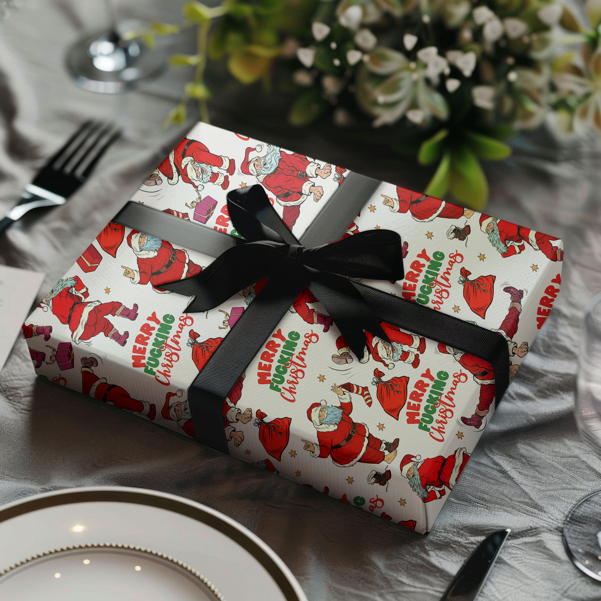 Funny Santa Merry Christmas Wrapping Paper