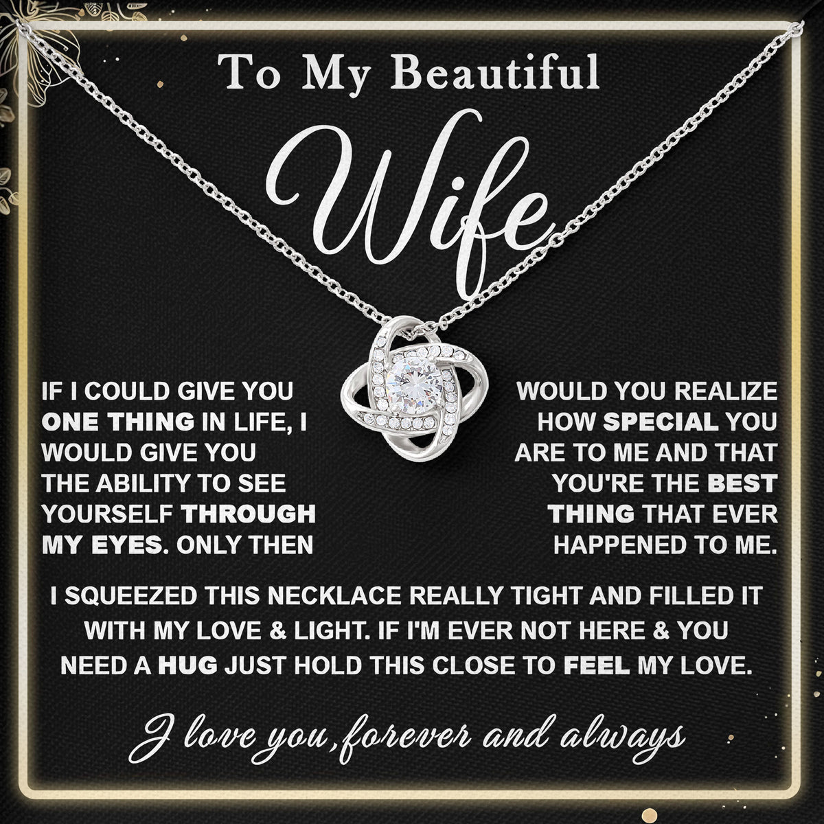 To My Beautiful Wife Necklace, Romantic Jewelry Gift for Wife, Anniversary Present, Birthday Christmas Gift Idea