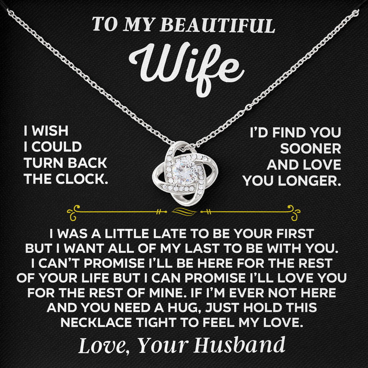 To My Beautiful Wife Necklace Gift Box with Sentimental Message Card