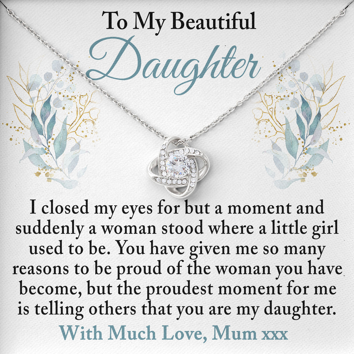 To My Beautiful Daughter Necklace Gift From Mom