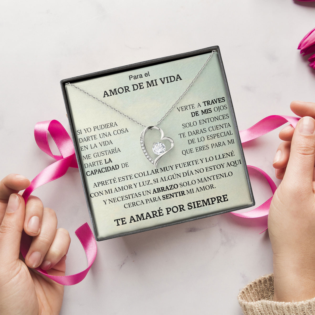 Para El Amor De Mi Vida Necklace Gift Box with Sentimental Message Card
