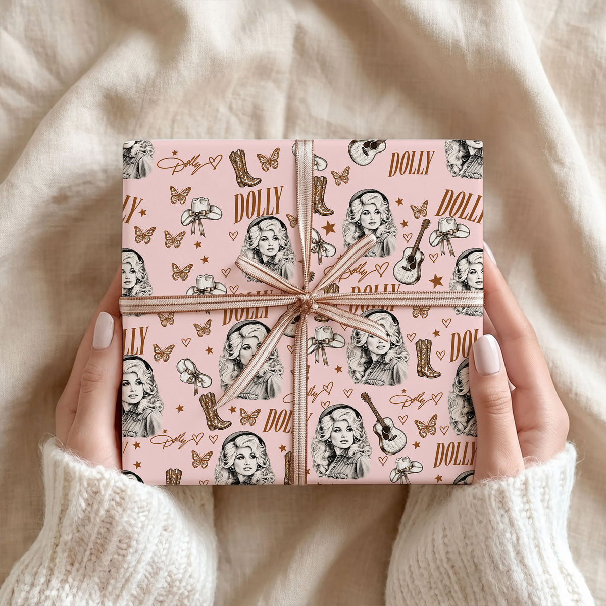 Pink Dolly Parton Wrapping Paper – Christmas Gift Wrap for Fans