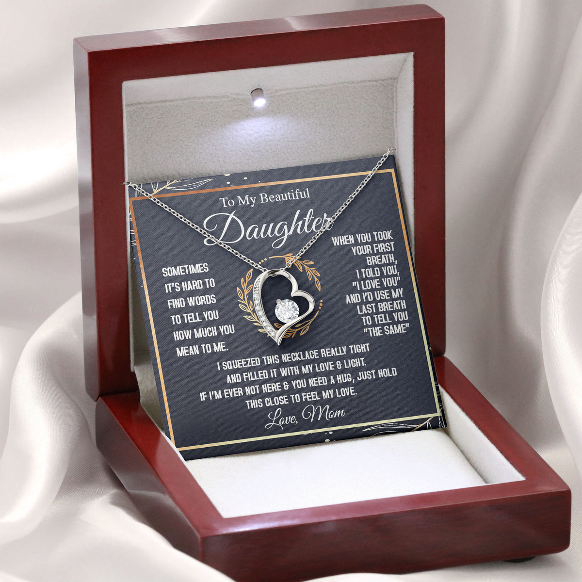 To My Beautiful Daughter Necklace Gift from Mom