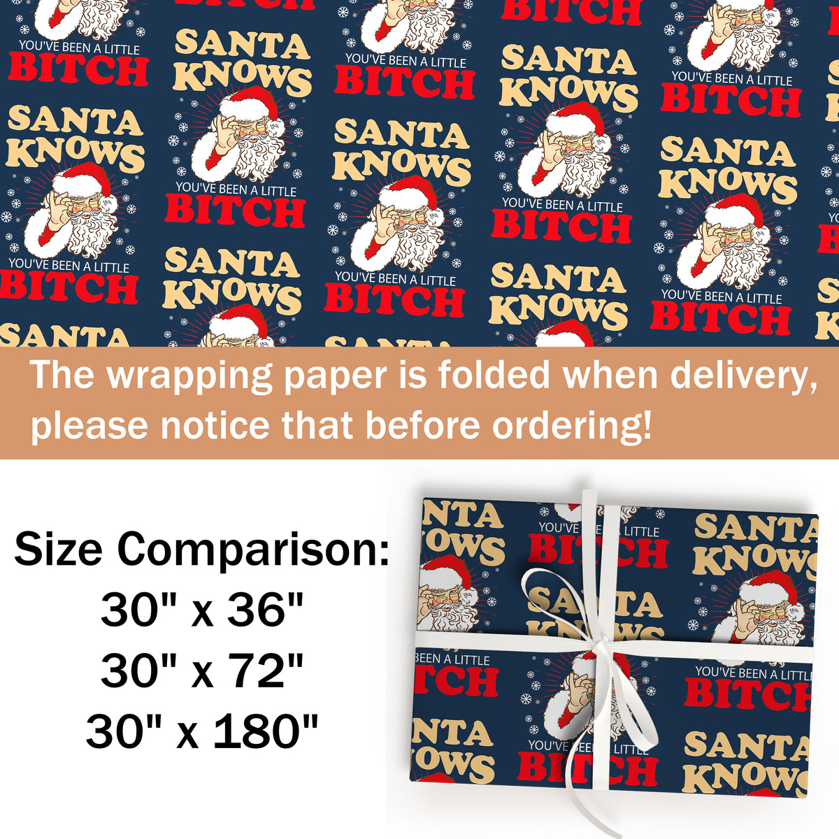 Santa Knows Christmas Wrapping Paper Rolls