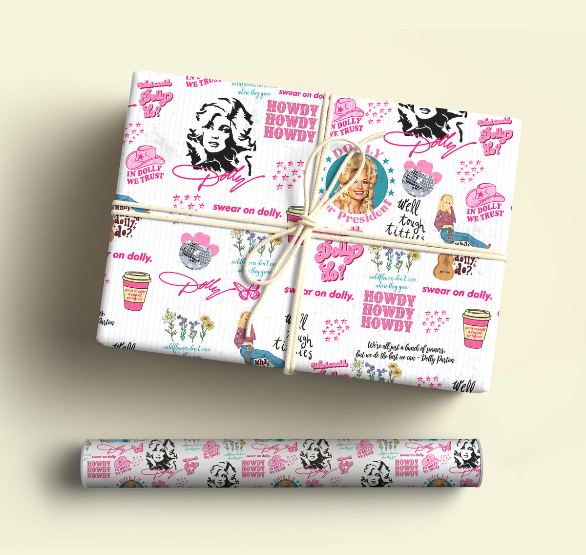 Howdy Dolly Parton Wrapping Paper – Christmas Gift Wrap for Fans