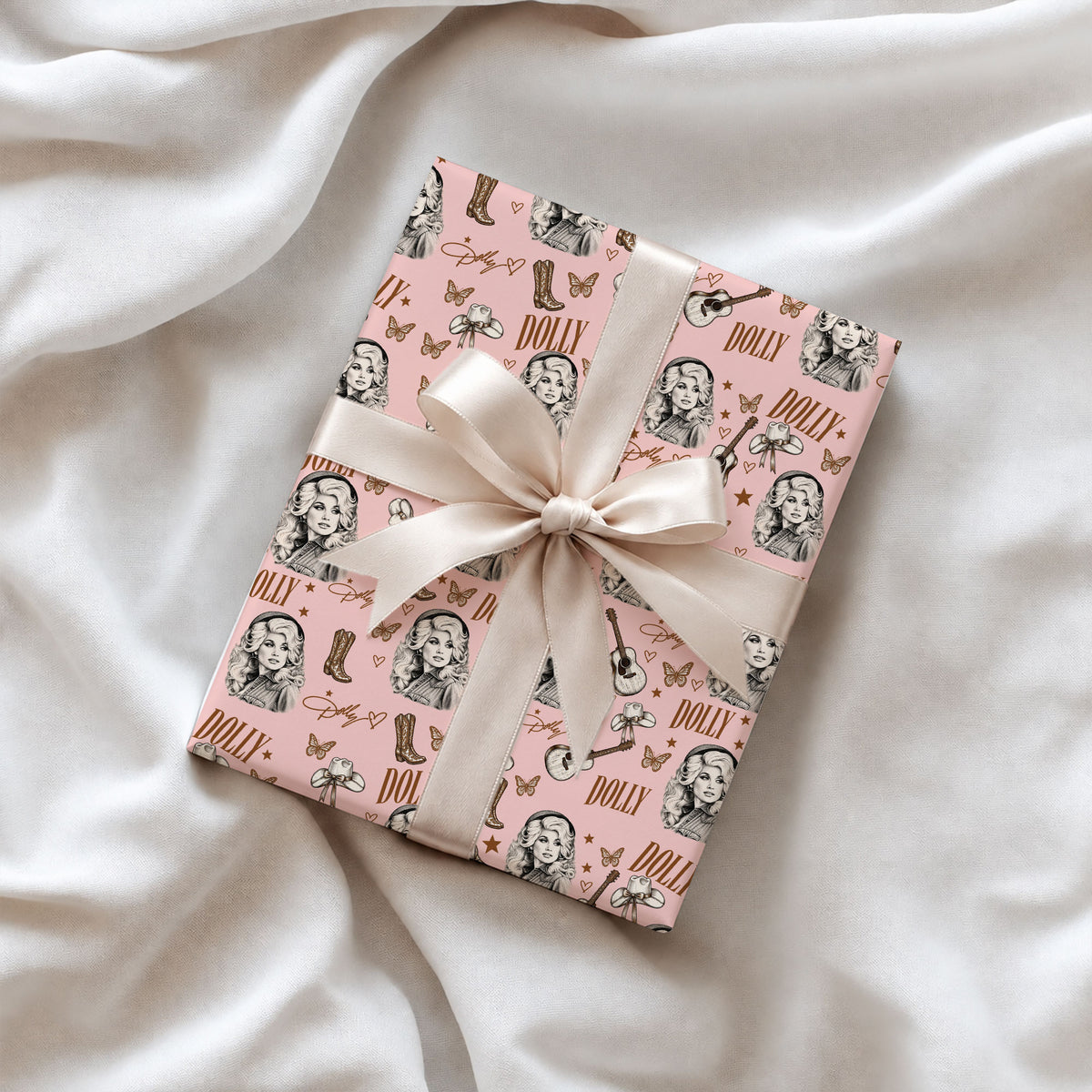 Pink Dolly Parton Wrapping Paper – Christmas Gift Wrap for Fans