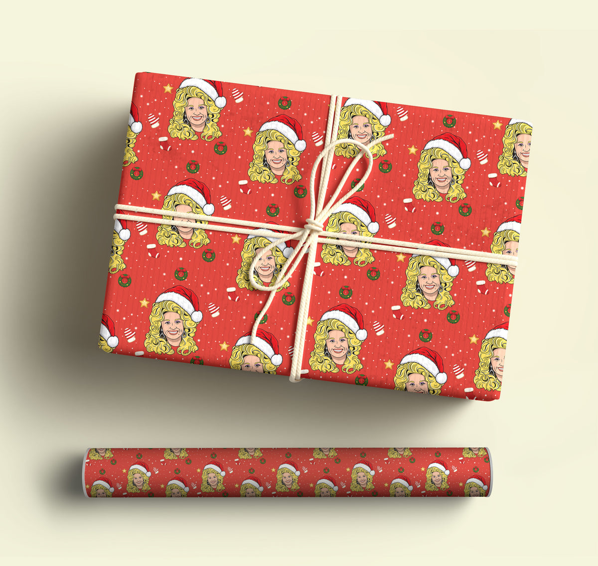 Red Santa Dolly Parton Wrapping Paper – Christmas Gift Wrap for Fans