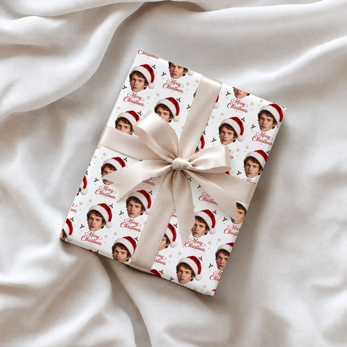 White Santa Hat Heated Rivalry Wrapping Paper – Christmas Gift Wrap for Fans