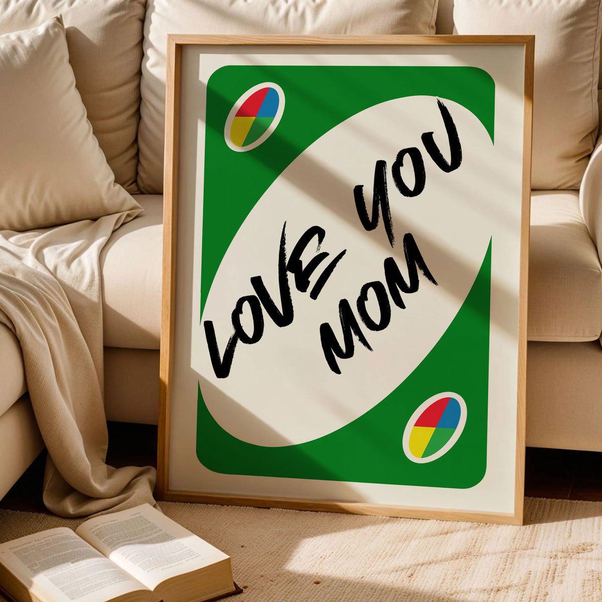 Love You Mom Reverse UNO Green Card Poster