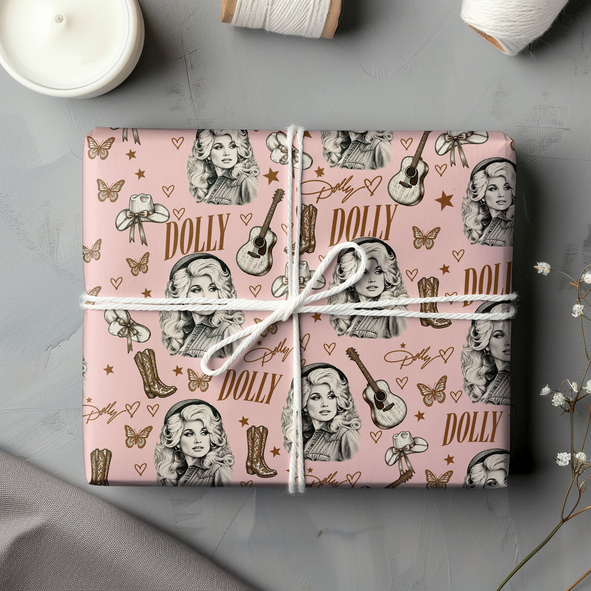 Pink Dolly Parton Wrapping Paper – Christmas Gift Wrap for Fans