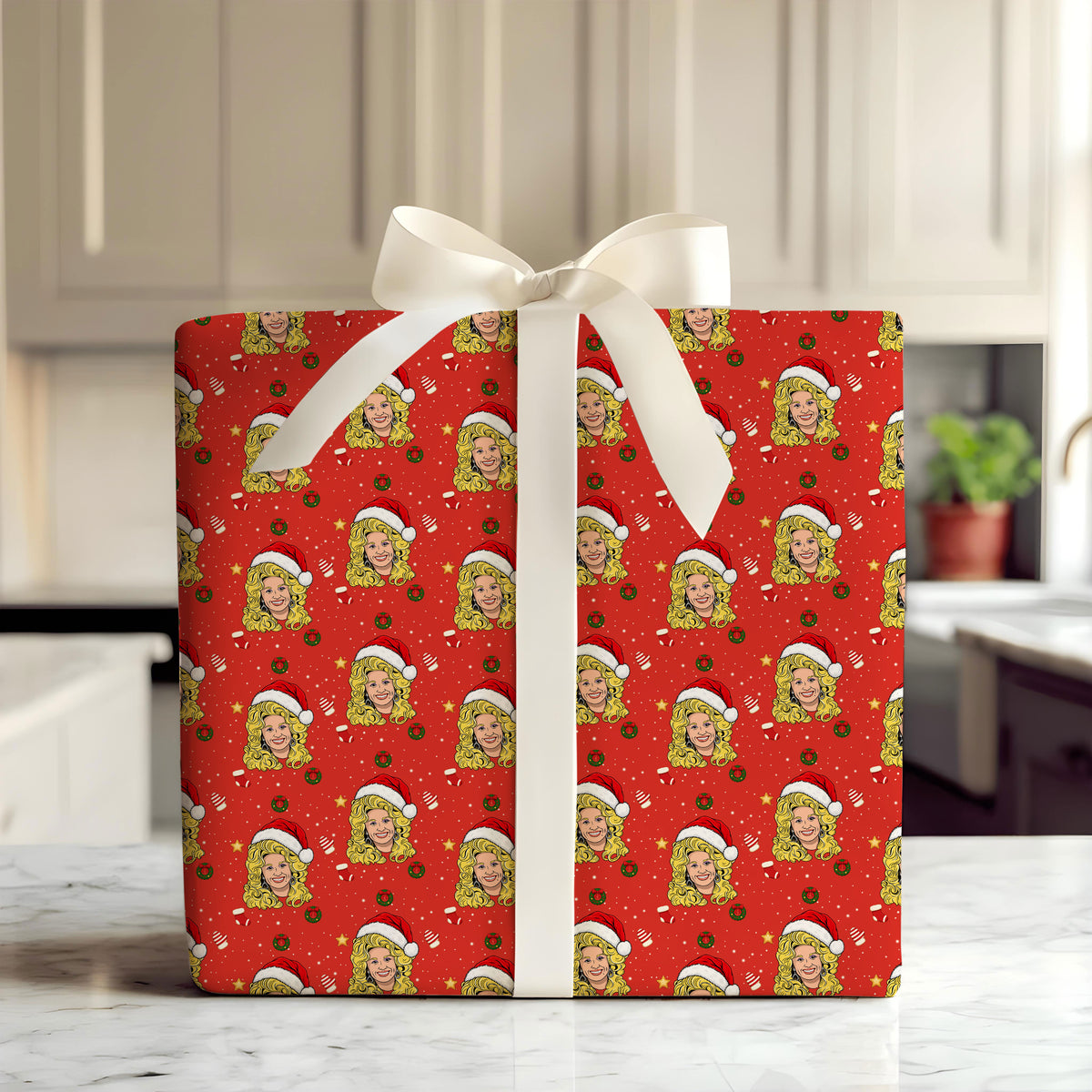 Red Santa Dolly Parton Wrapping Paper – Christmas Gift Wrap for Fans