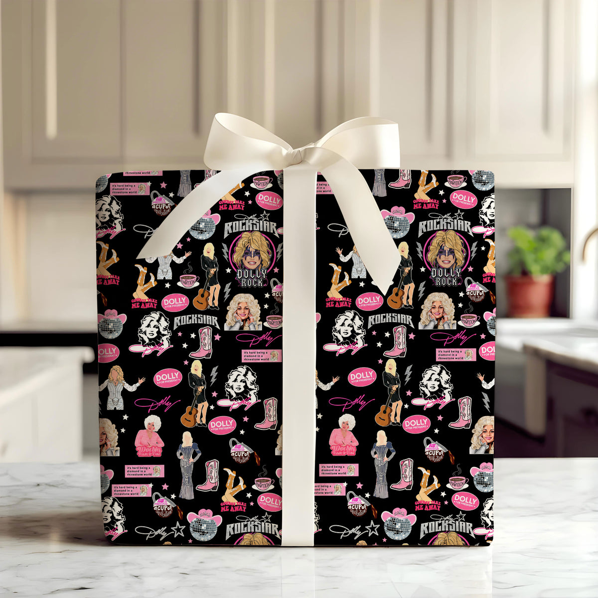 Rockstar Dolly Parton Wrapping Paper – Christmas Gift Wrap for Fans
