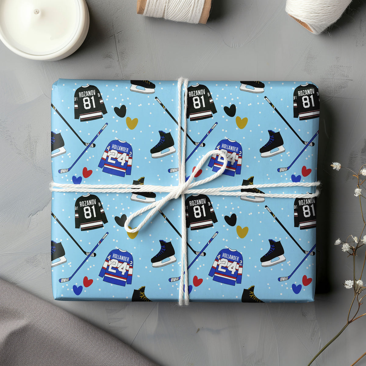 Blue Hockey Heated Rivalry Wrapping Paper – Hockey Romance Gift Wrap for Fans