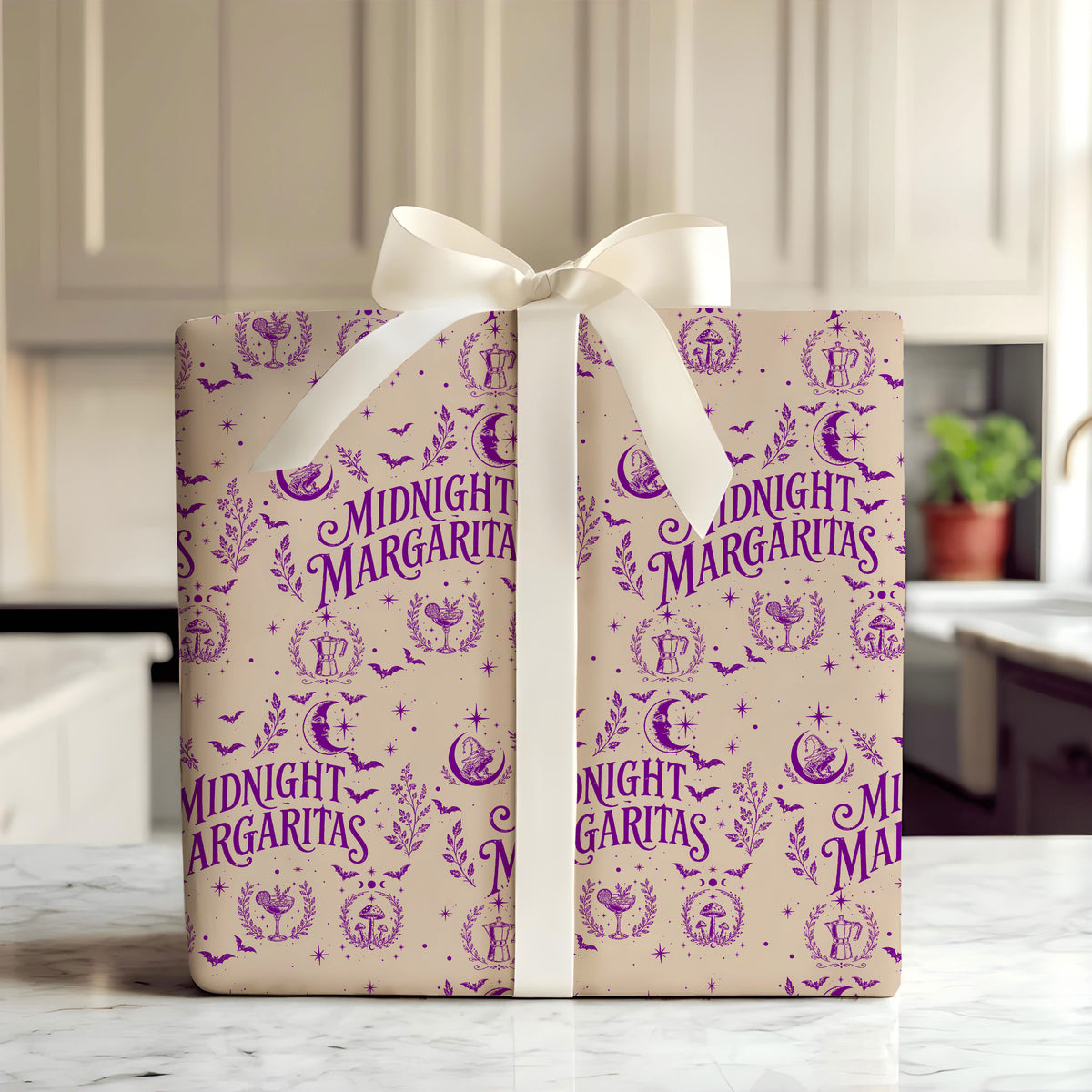 Midnight Margaritas Beige Practical Magic Wrapping Paper – Gift Wrap for Fans