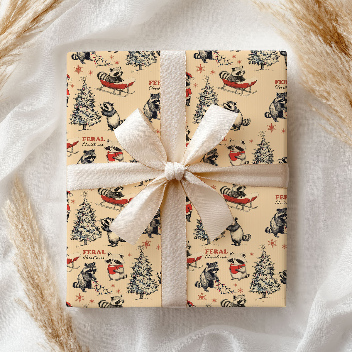 Raccoon Feral Christmas Wrapping Paper Rool