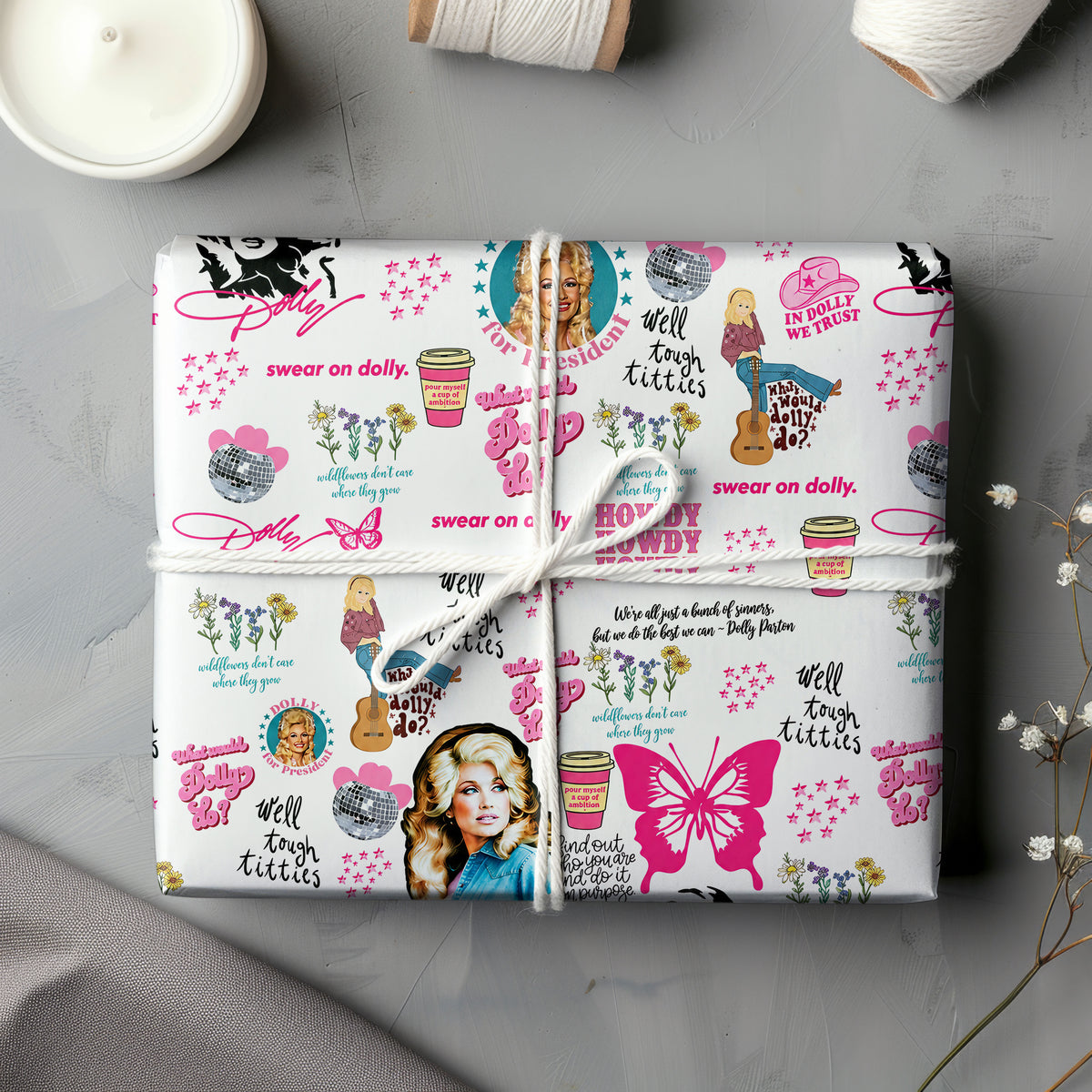 Howdy Dolly Parton Wrapping Paper – Christmas Gift Wrap for Fans