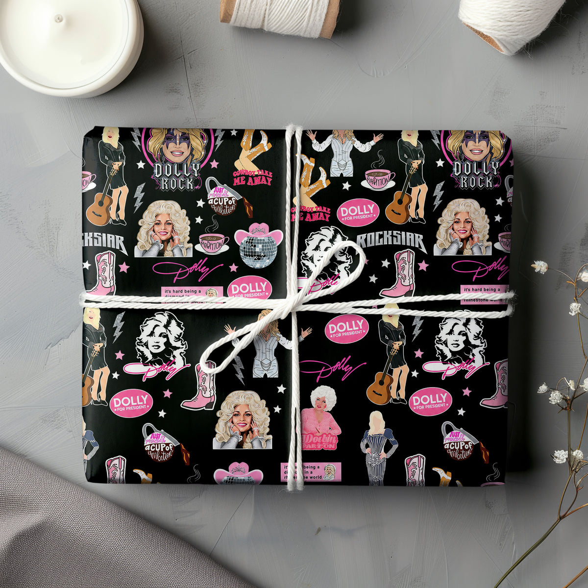 Rockstar Dolly Parton Wrapping Paper – Christmas Gift Wrap for Fans