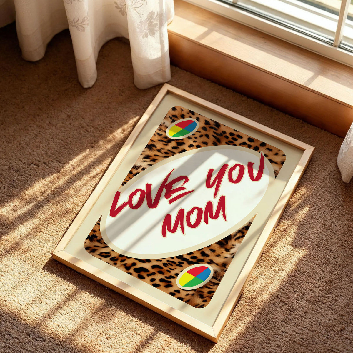 Love You Mom UNO Card Leopard Poster