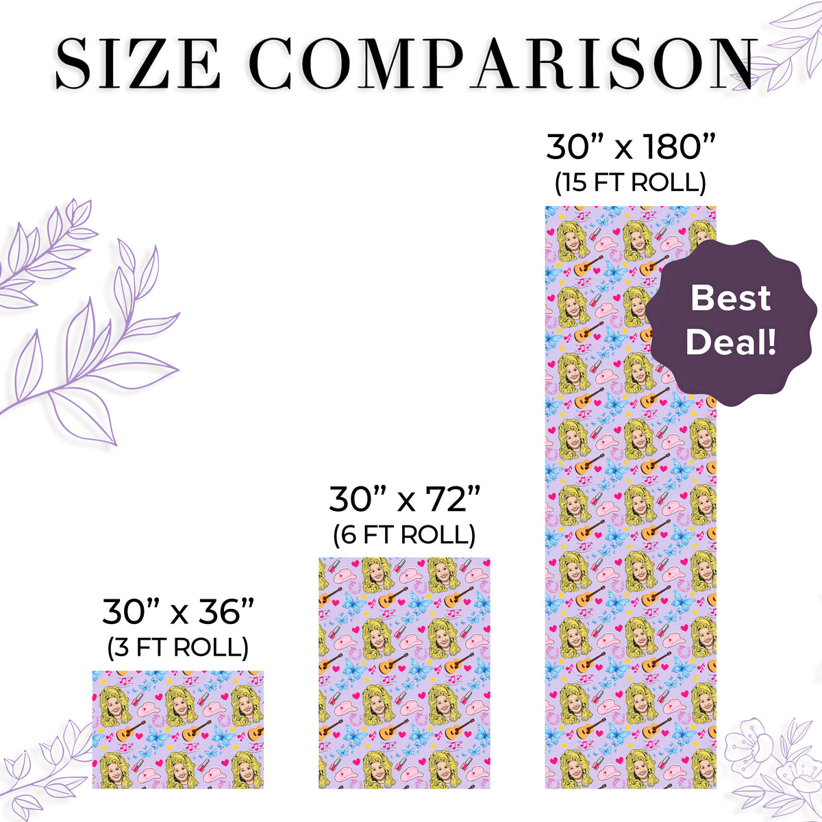 Lavender Dolly Parton Wrapping Paper – Christmas Gift Wrap for Fans