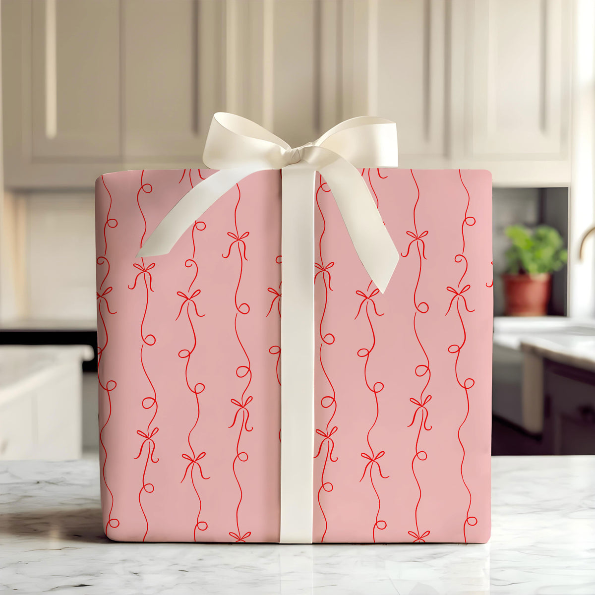 Pink Bow Gift Wrap Sheet
