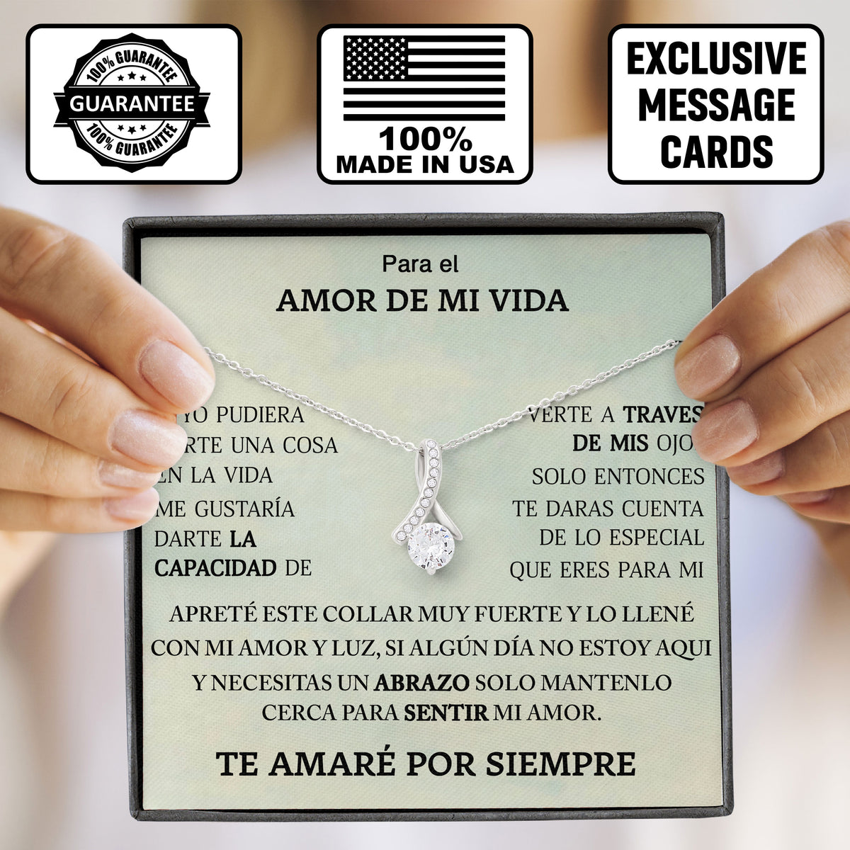 Para El Amor De Mi Vida Necklace Gift Box with Sentimental Message Card
