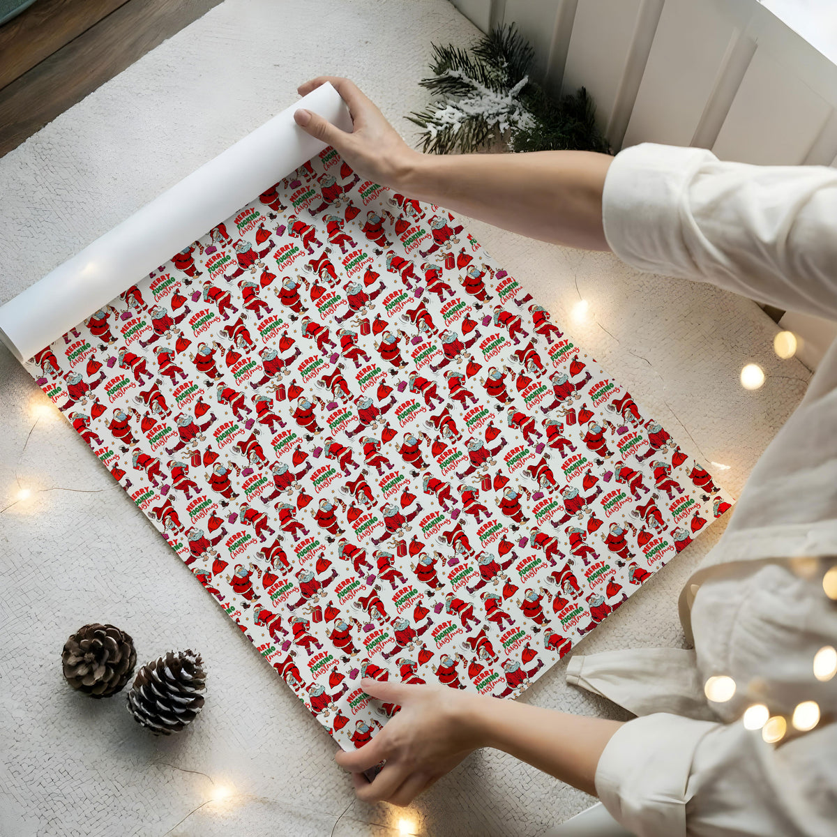 Funny Santa Merry Christmas Wrapping Paper