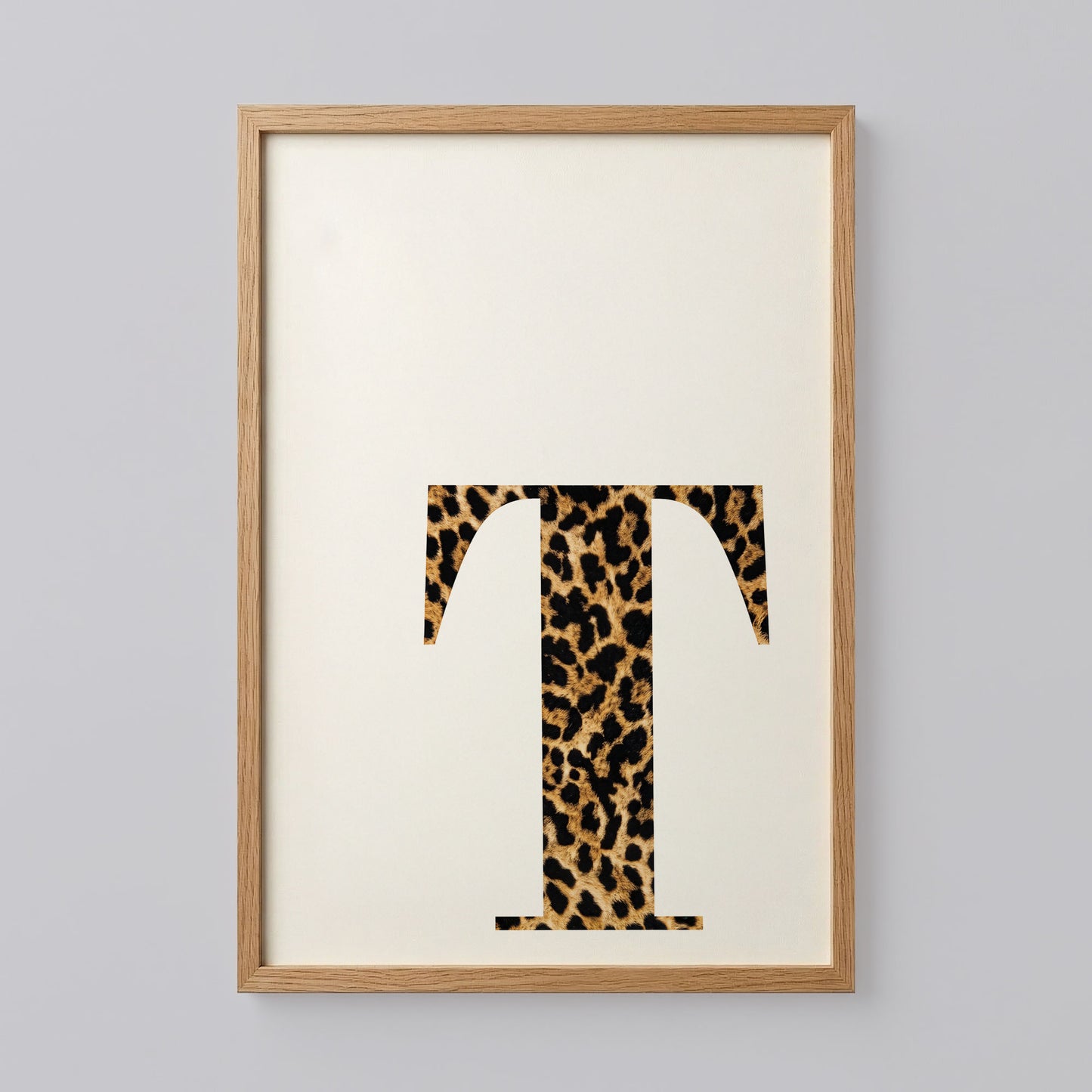 Letter T Leopard Initial Poster