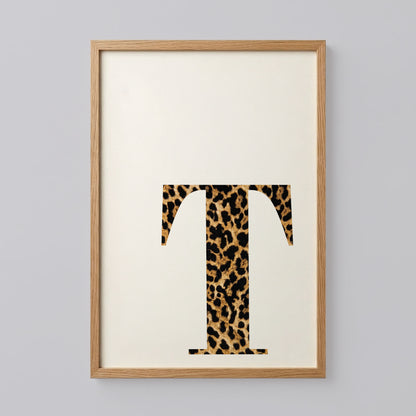 Letter T Leopard Initial Poster
