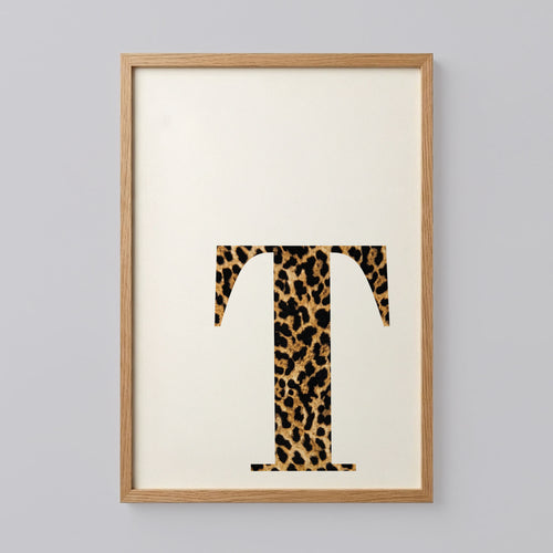 Letter T Leopard Initial Poster