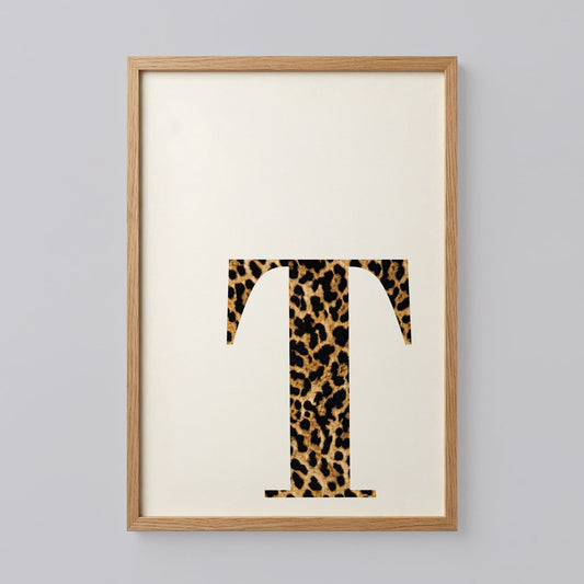 Letter T Leopard Initial Poster