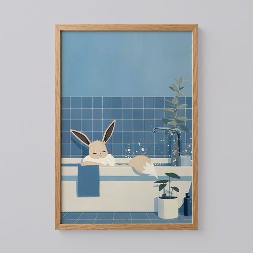 Eevee Relaxing in a Bathtub Poster