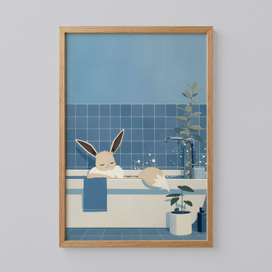 Eevee Relaxing in a Bathtub Poster