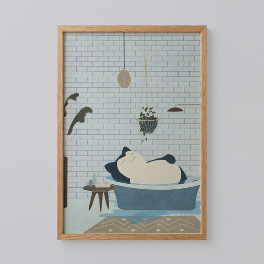 Snorlax Bath Time Art Print
