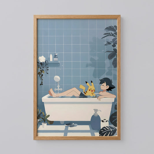 Pikachu Bath Time Poster