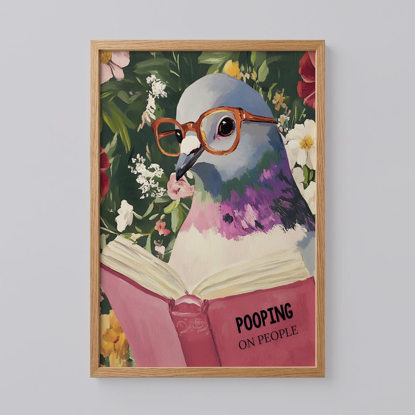 Humorous Pigeon Reading Book Art Print