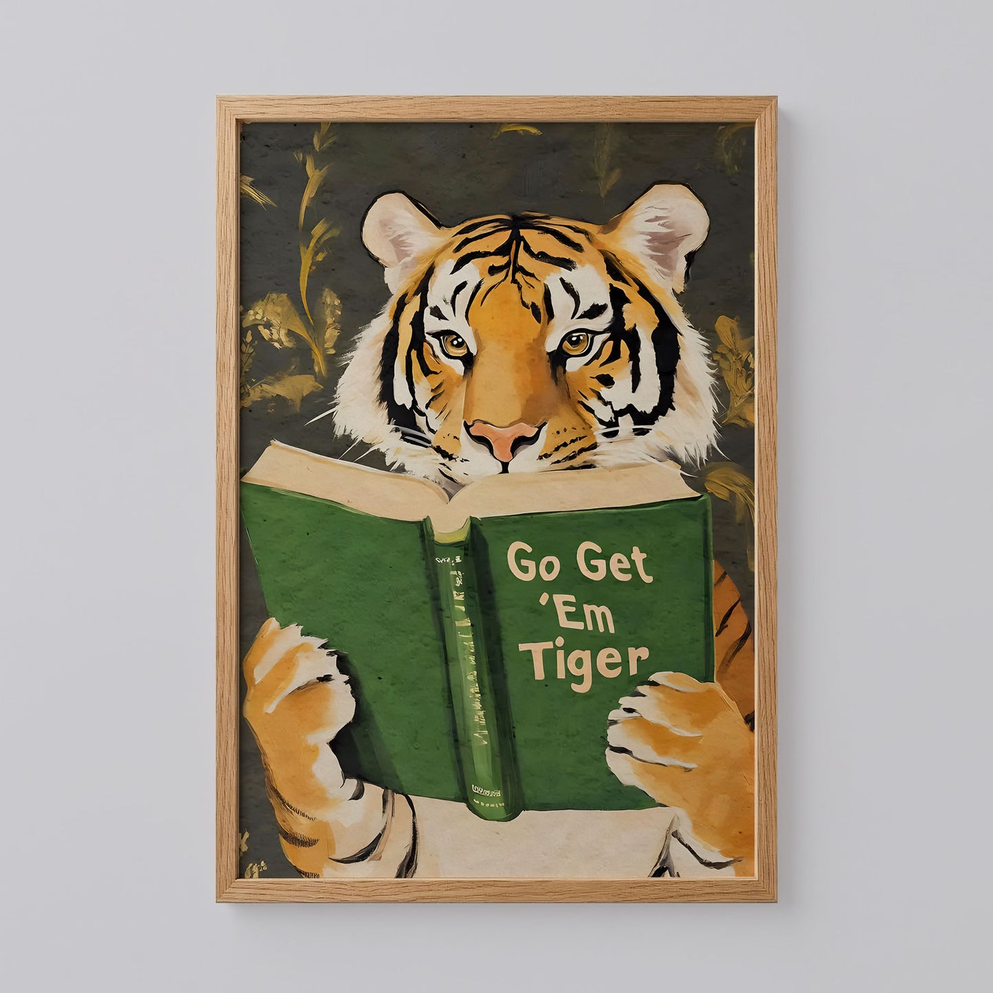 Tiger Reading Book Poster