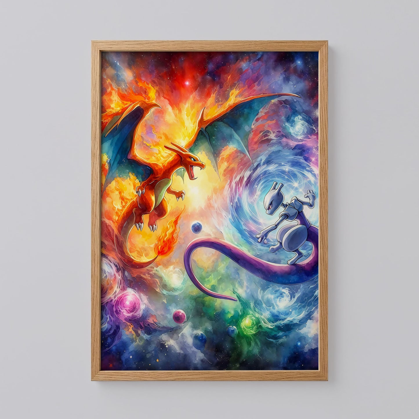 Charizard and Mewtwo Art