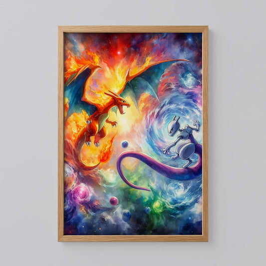 Charizard and Mewtwo Art