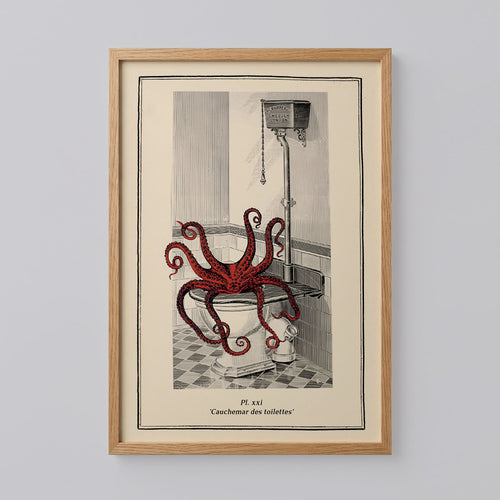 Bathroom Octopus Funny Toilet Poster