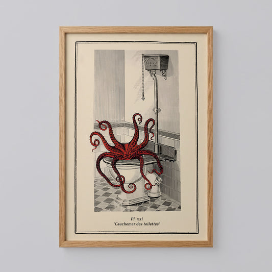 Bathroom Octopus Funny Toilet Poster