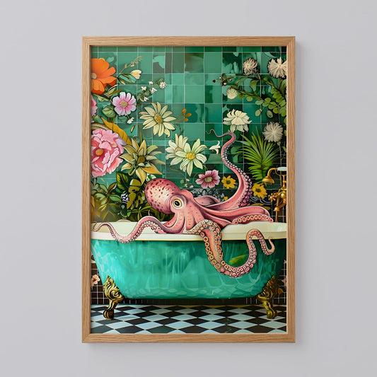 Octopus in the Bathtub Poster