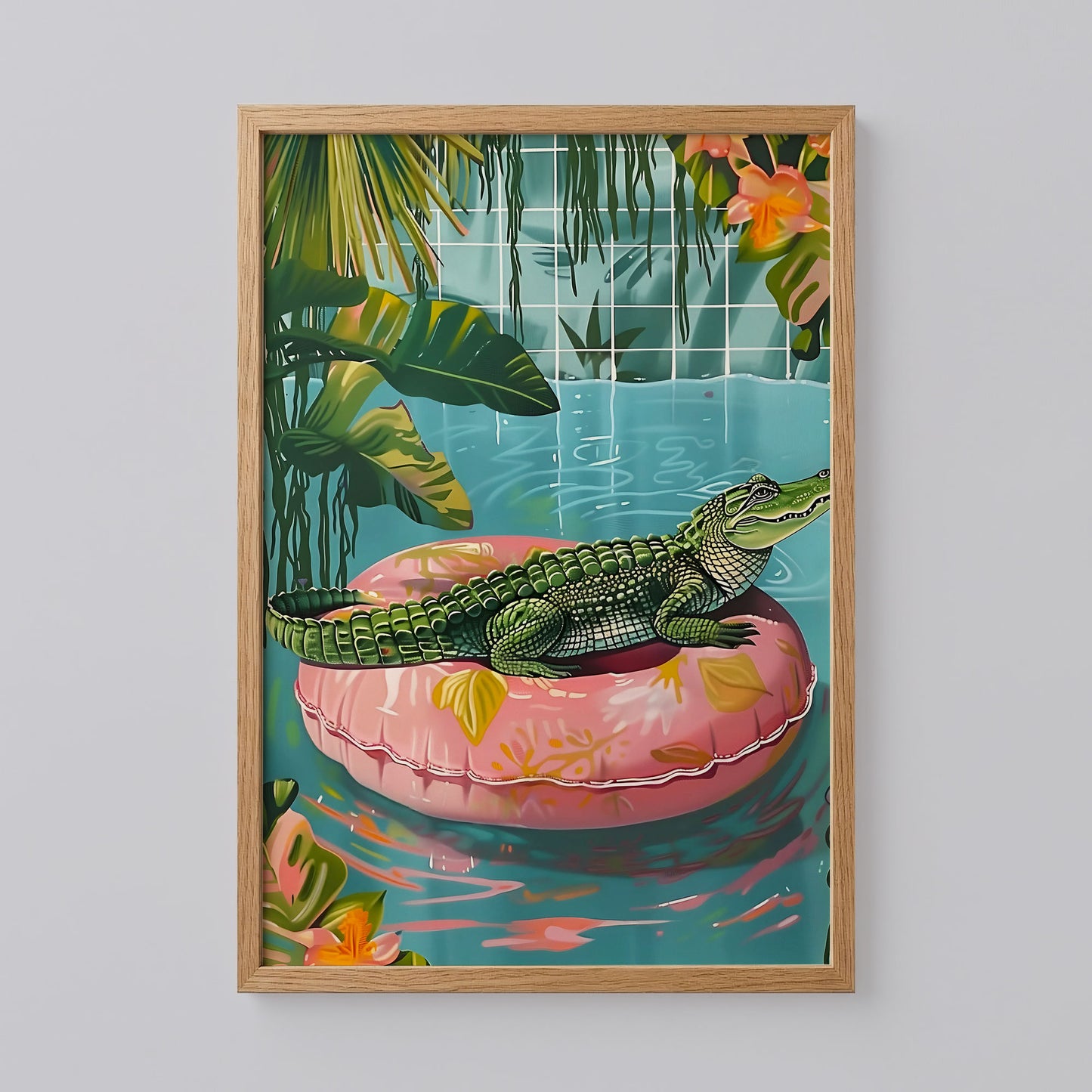 Alligator on a Pool Float Print